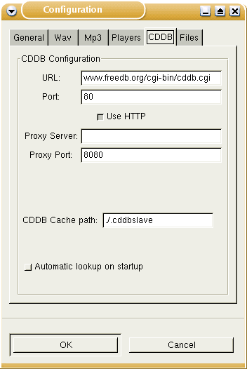 Einstellungen zu CDDB