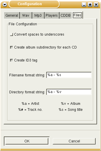 Einstellungen zu den Files
