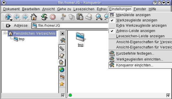 Proxy einrichten beim Konqueror (Hauptmenü)