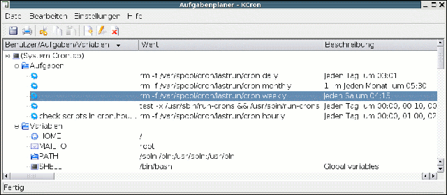Das Hauptfenster vo KCron