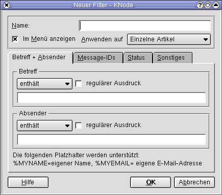 eigene Filter lassen sich mit wenig Aufwand anlegen