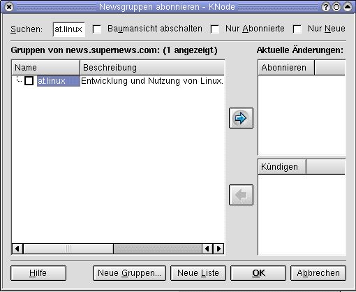 Neue Gruppen k&ouml;nnen problemlos abonniert werden