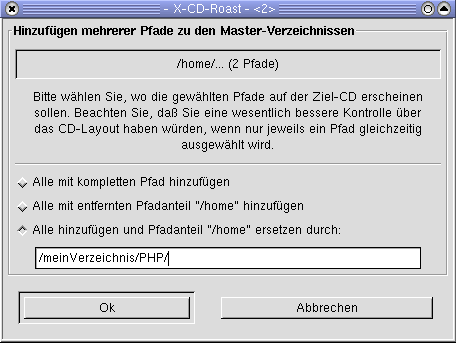 Dateien k&ouml;nnen an beliebiger Stelle auf der CD abgelegt werden