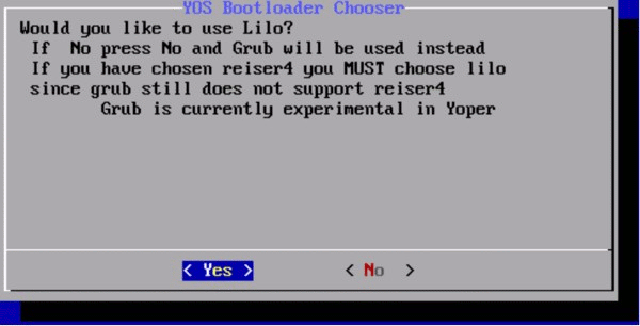 Auswahl lilo oder grub